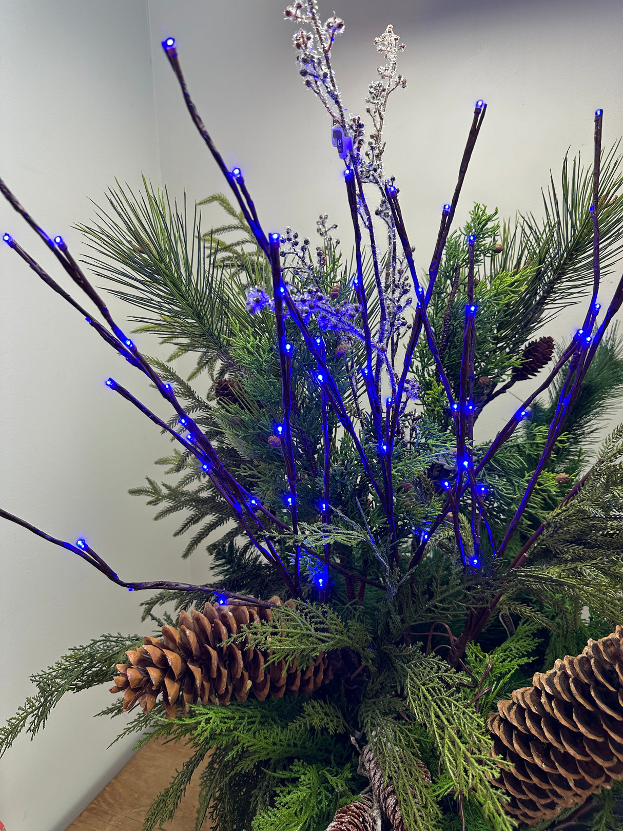 Outdoor Blue Lighted Branch Set of 3