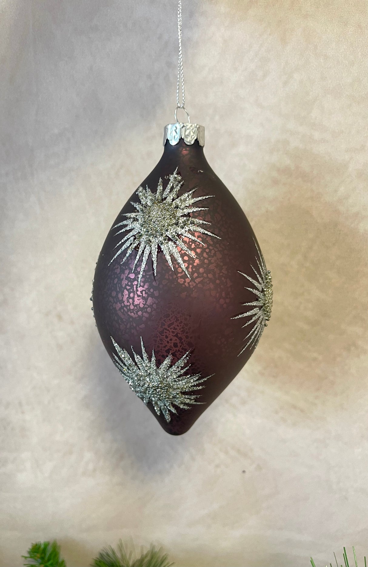Plum Glass Holiday Ornament - 2 Styles