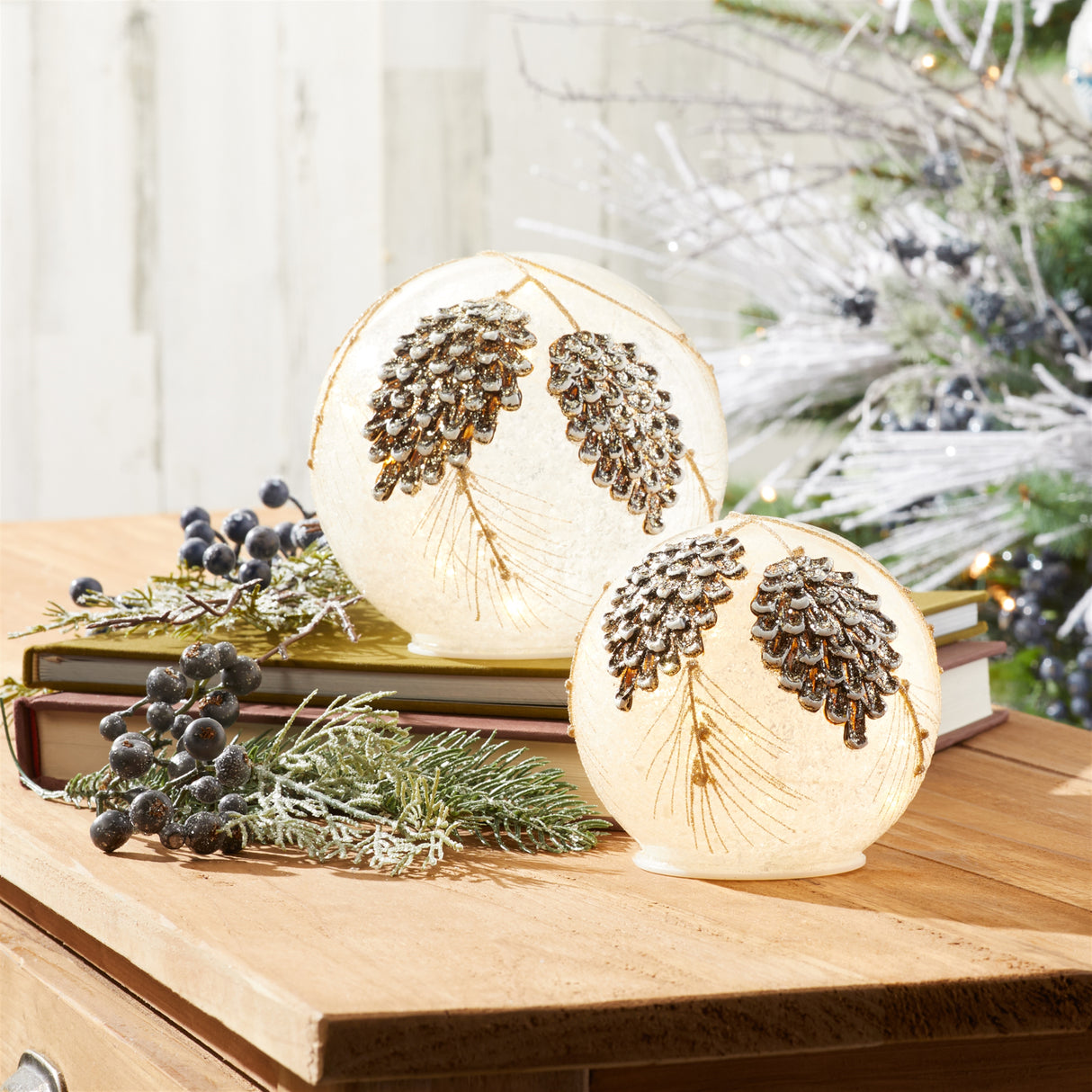LED Glass Pinecone Orb - 2 Sizes