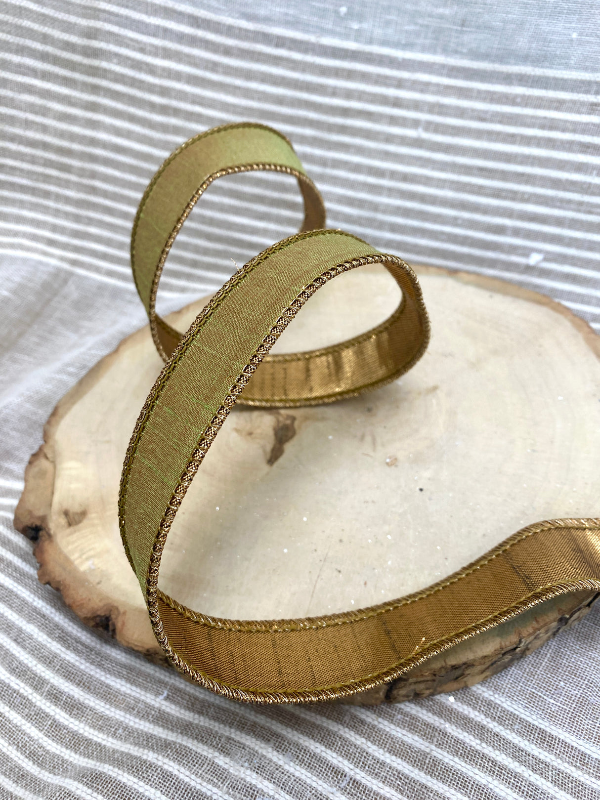 1" Green Fusion Dupion Ribbon Bolt