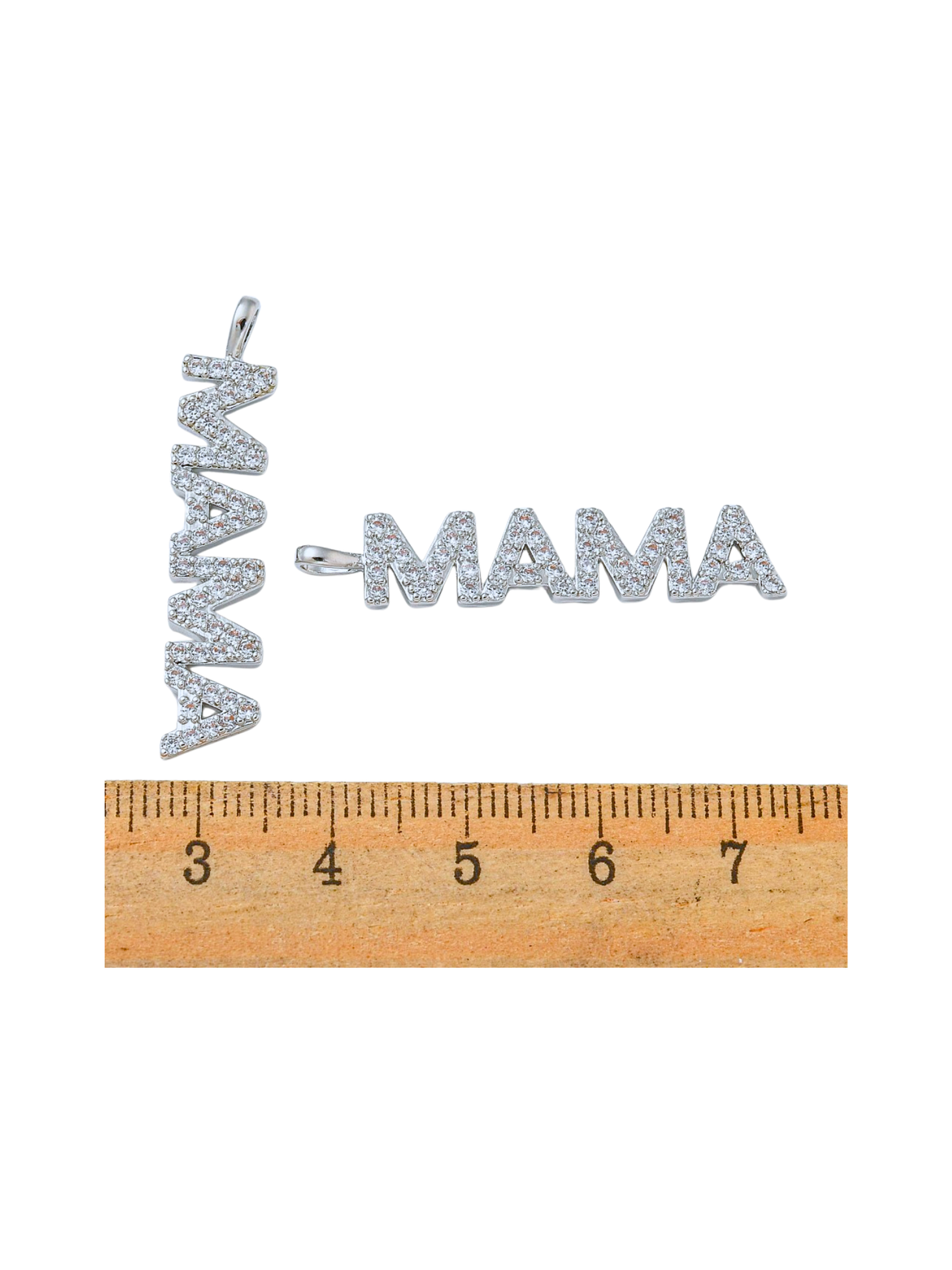 Silver Pave "MAMA" Bar Charm