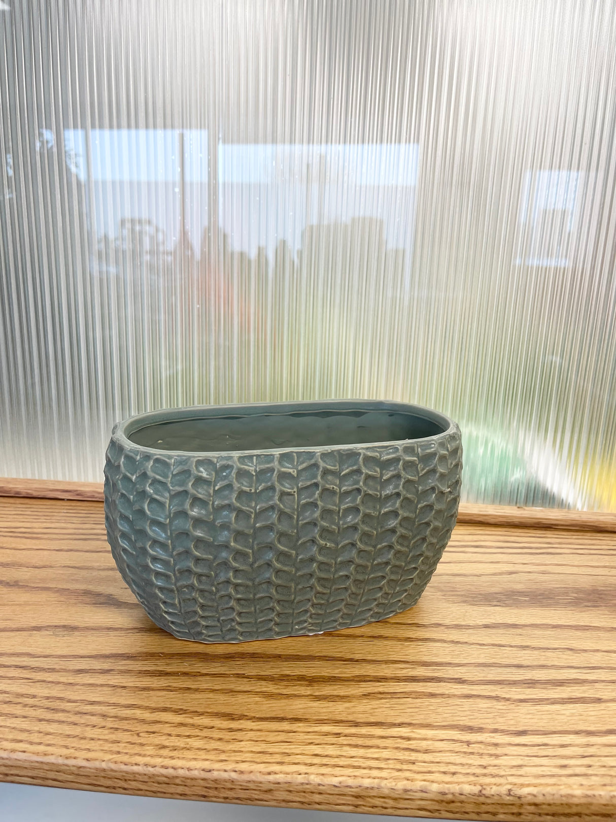 Short Braided Stoneware Planter