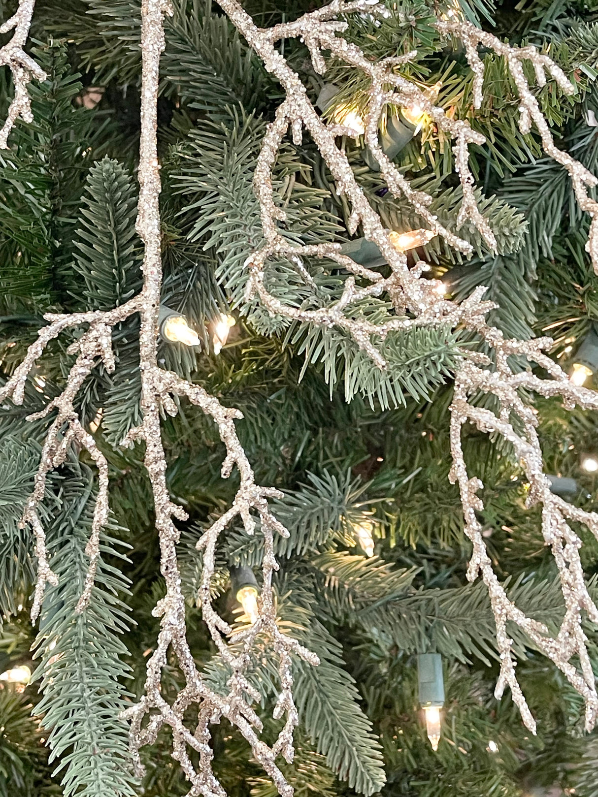 Champagne Glittered Twig Spray