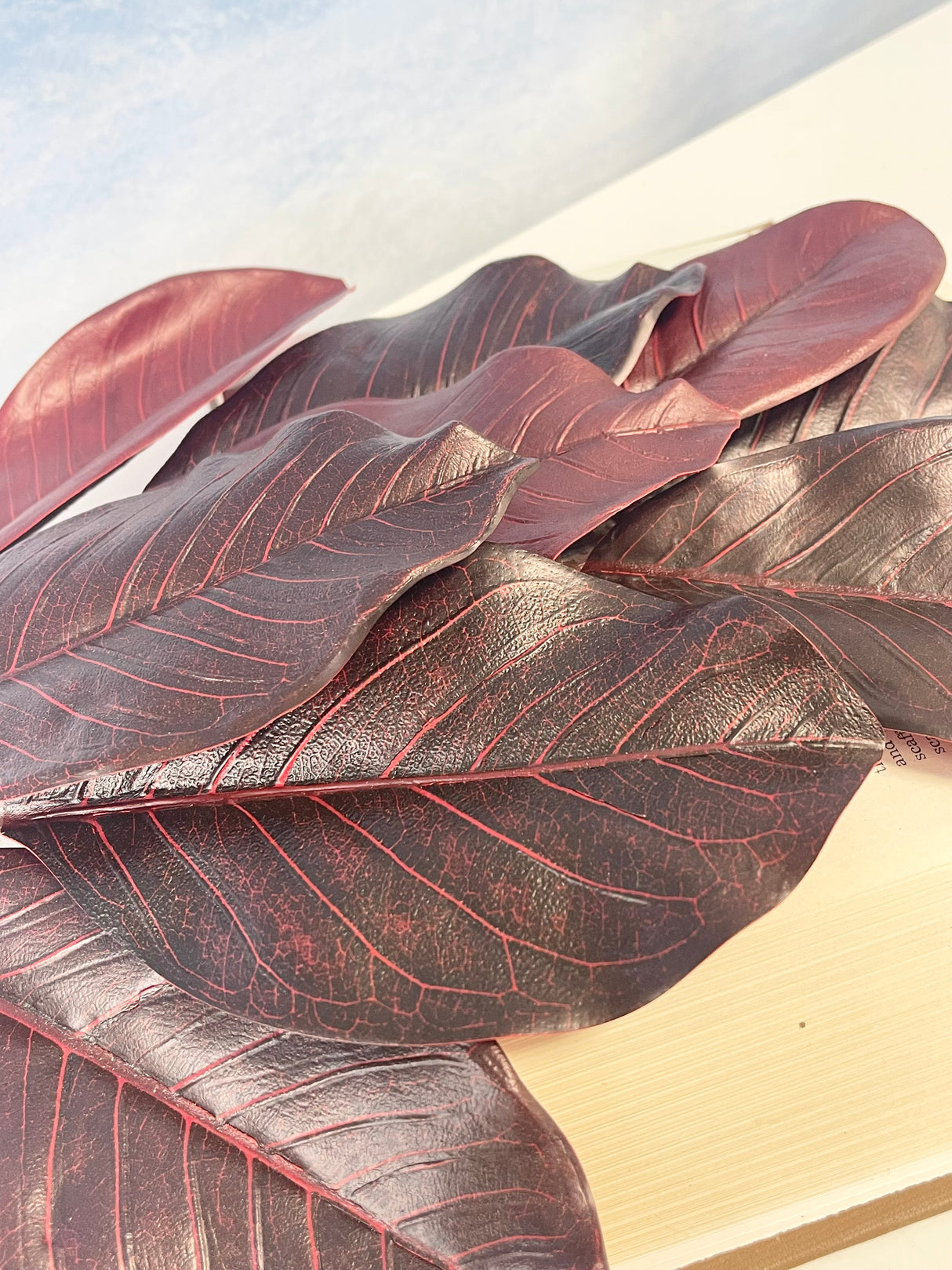 Burgundy Magnolia Leaf Spray