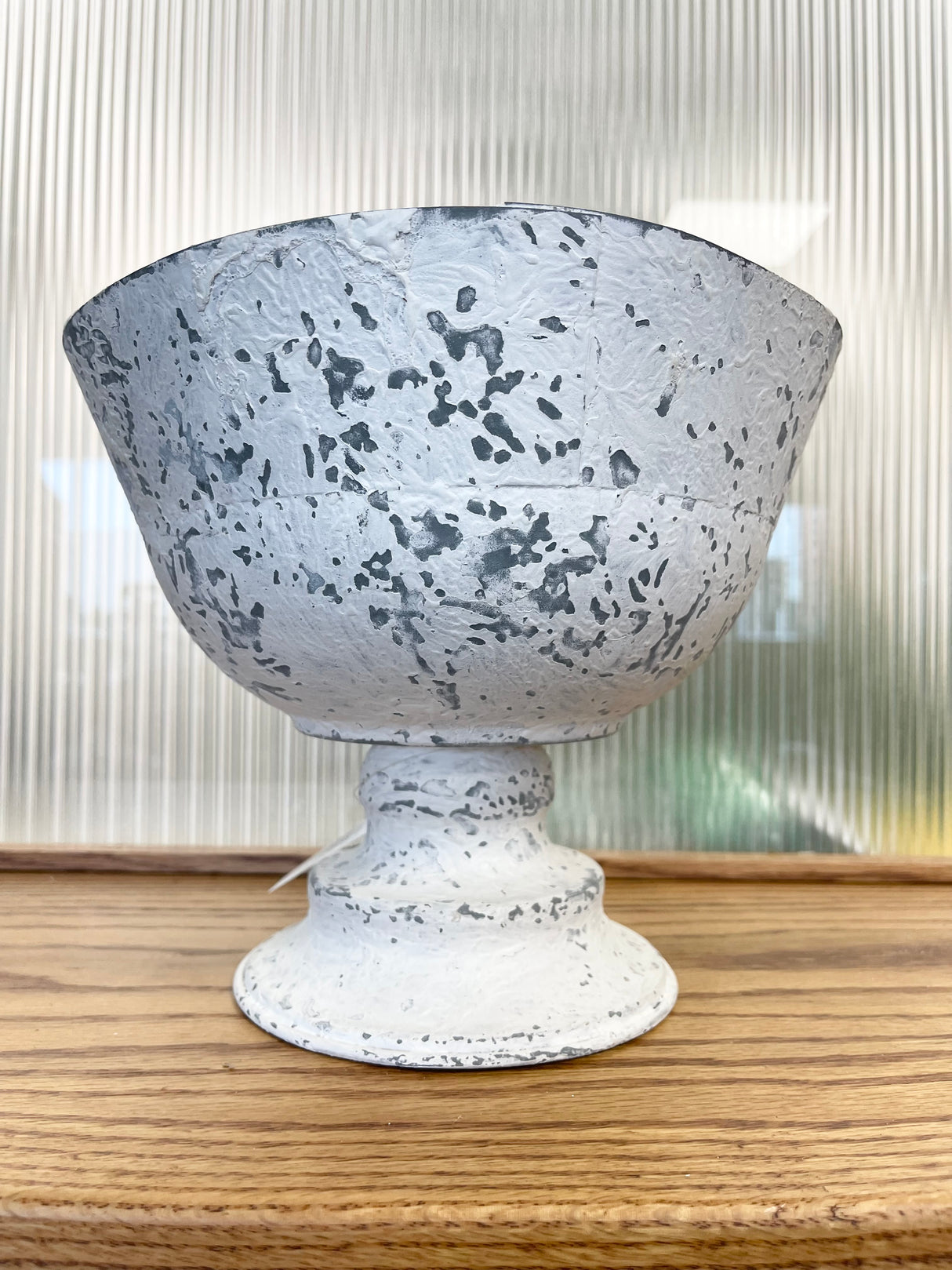 Antiqued White Cement Pot