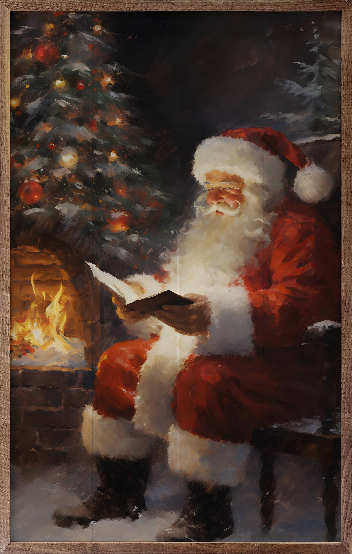 Reading By The Fire Wood Art