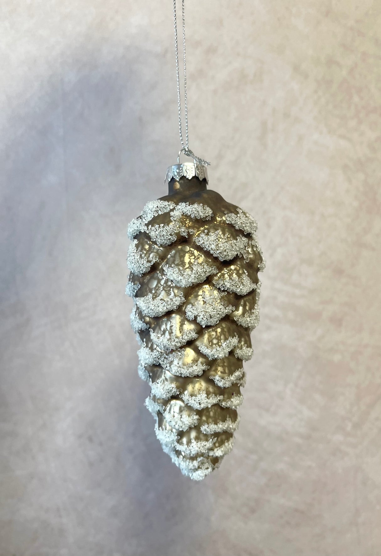 Winter Pinecone Glass Ornament