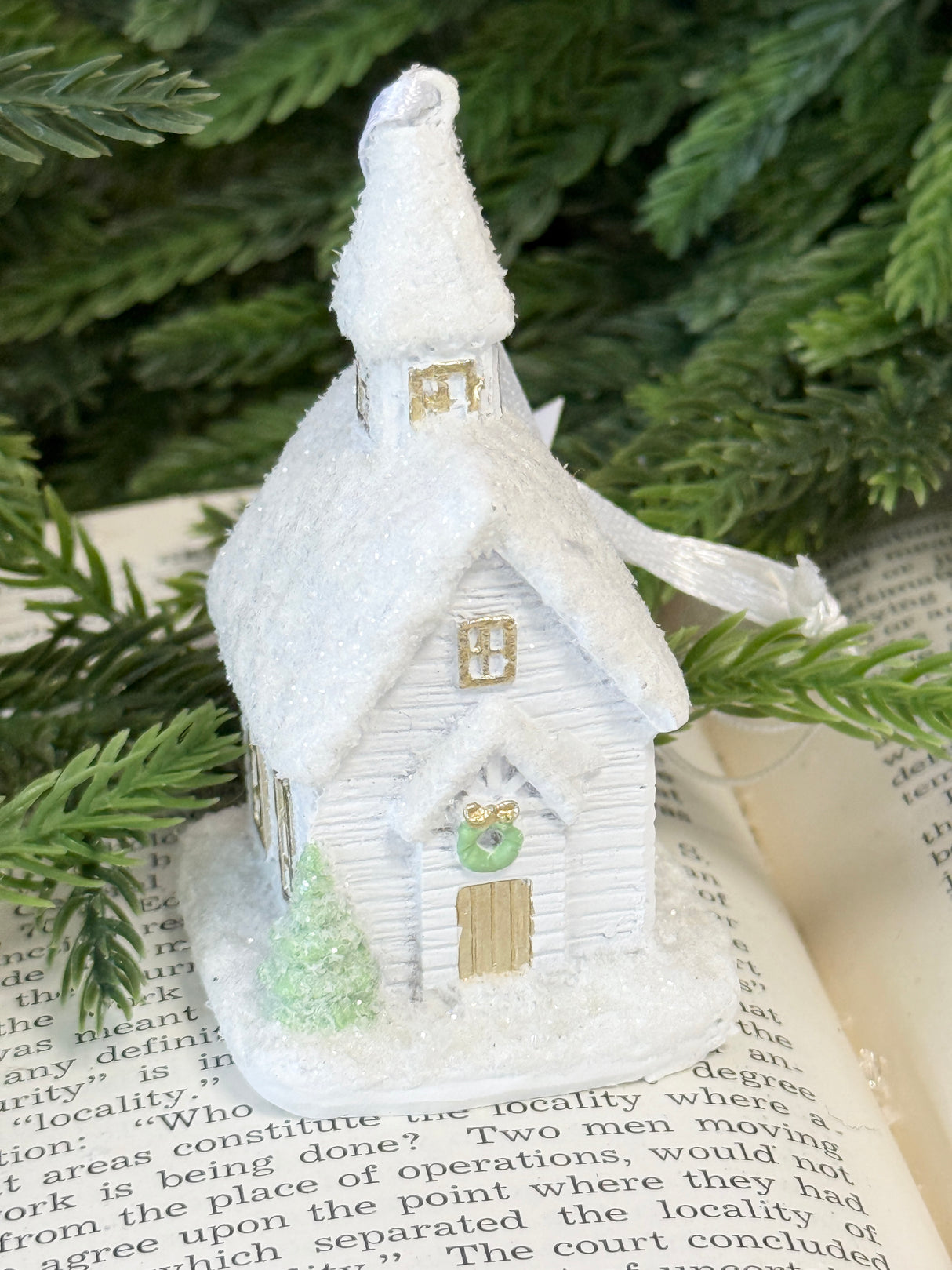 Snow Dusted Church Ornament