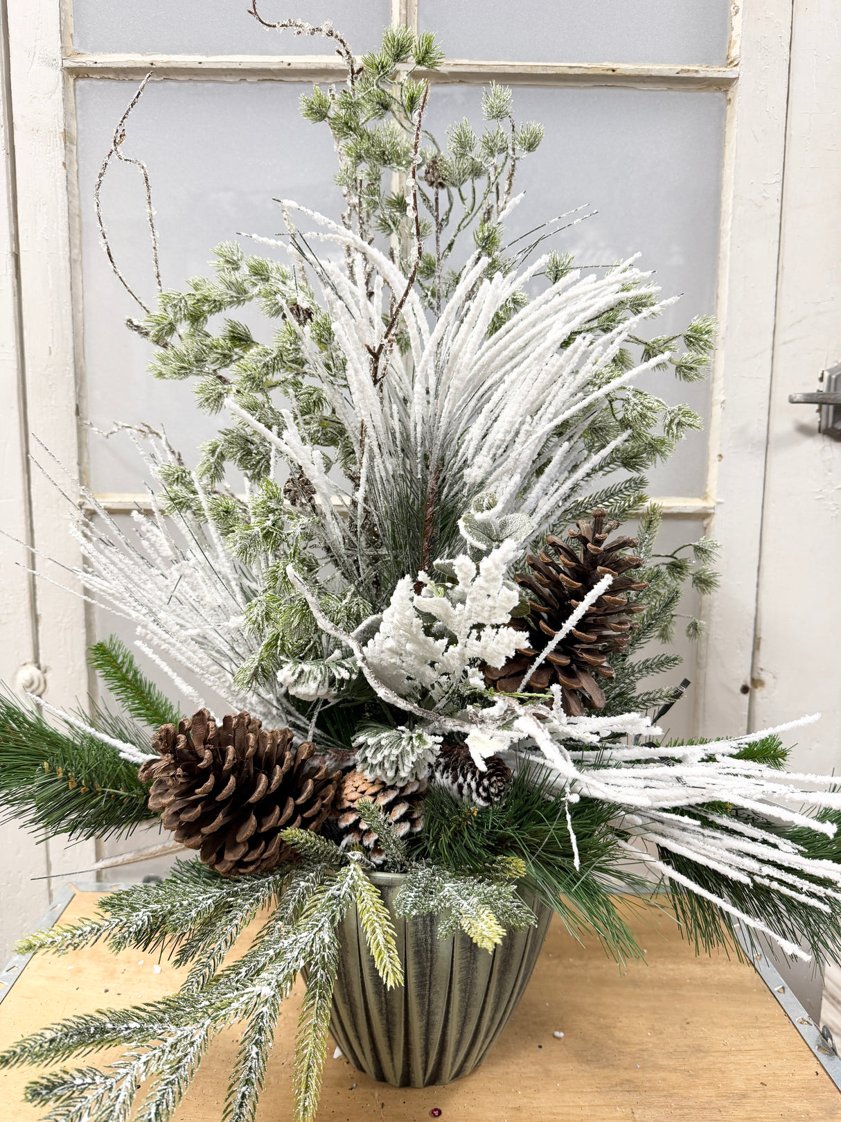 27" Winter Greens Porch Pot