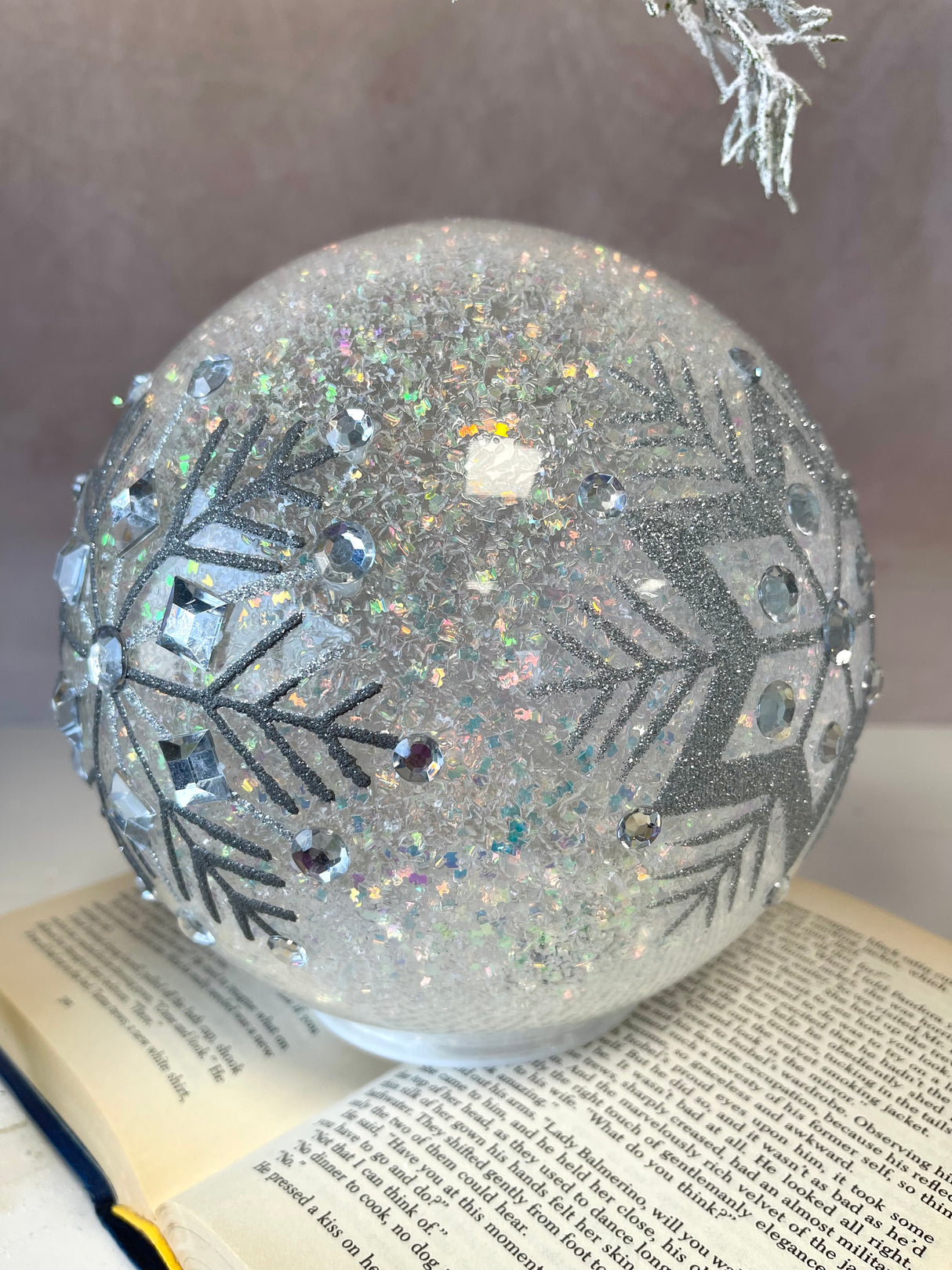 8" Lighted Snowflake Wonder Ball Globe