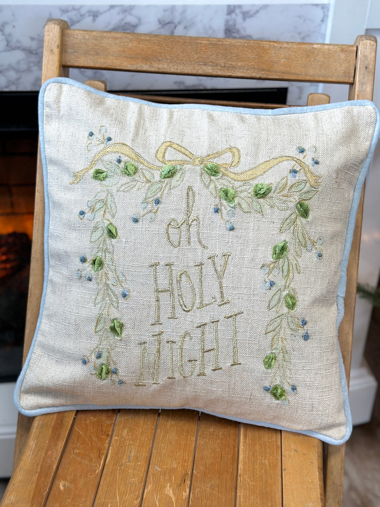 Oh Holy Night Linen & Velvet Pillow
