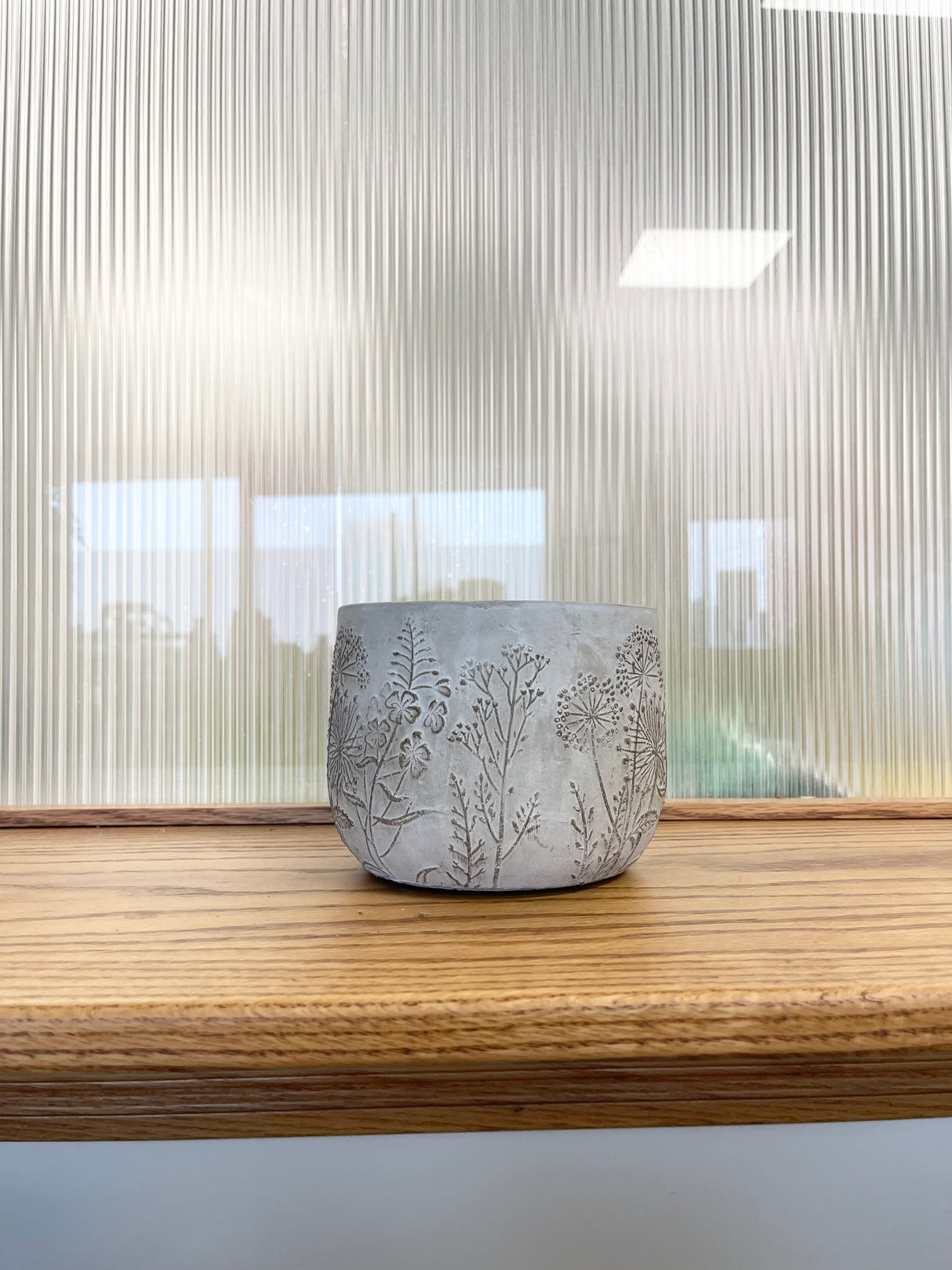 Short Full Wildflower Cement Pot