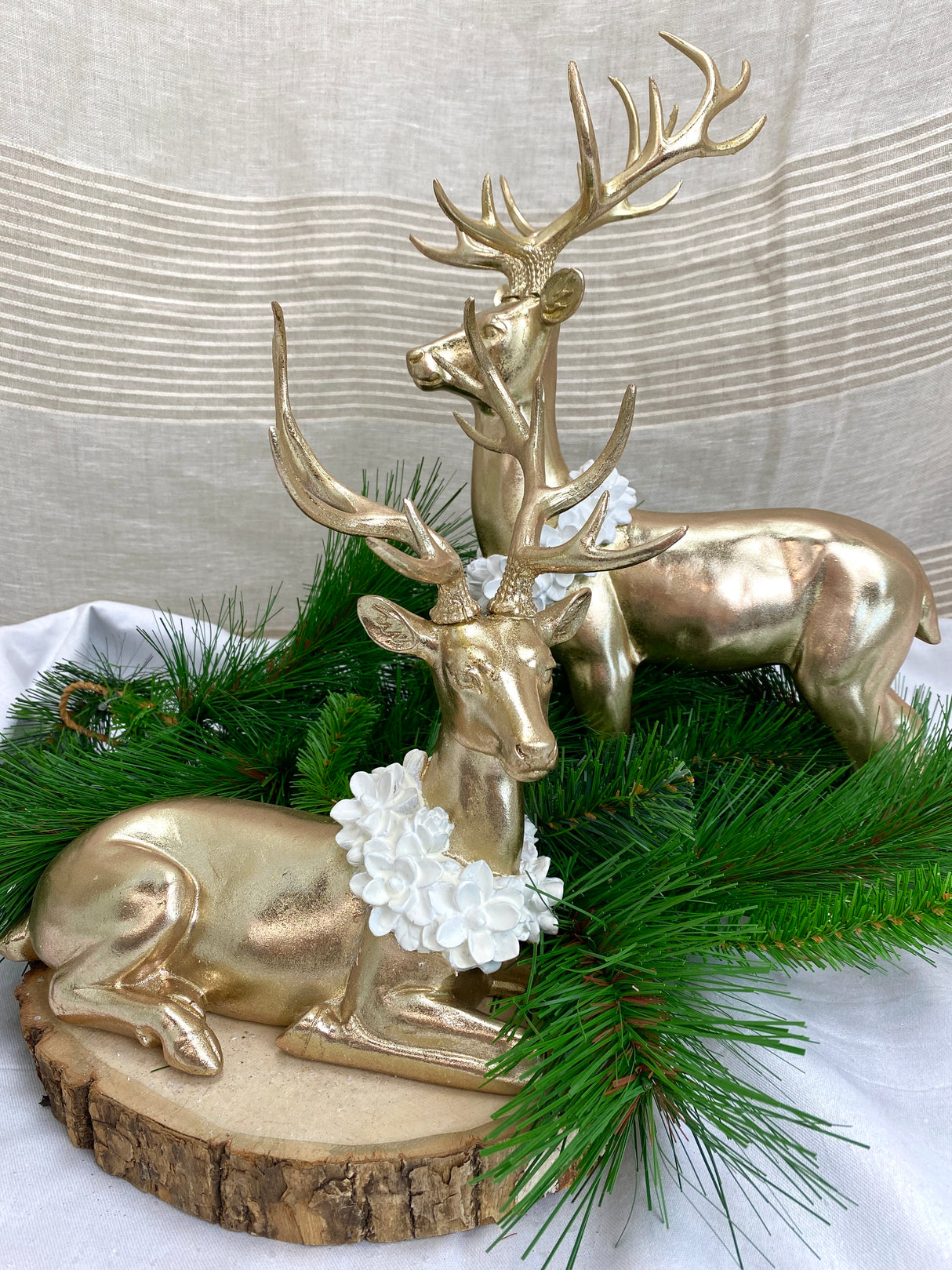 Winter Tale Gold Resin Laying Deer