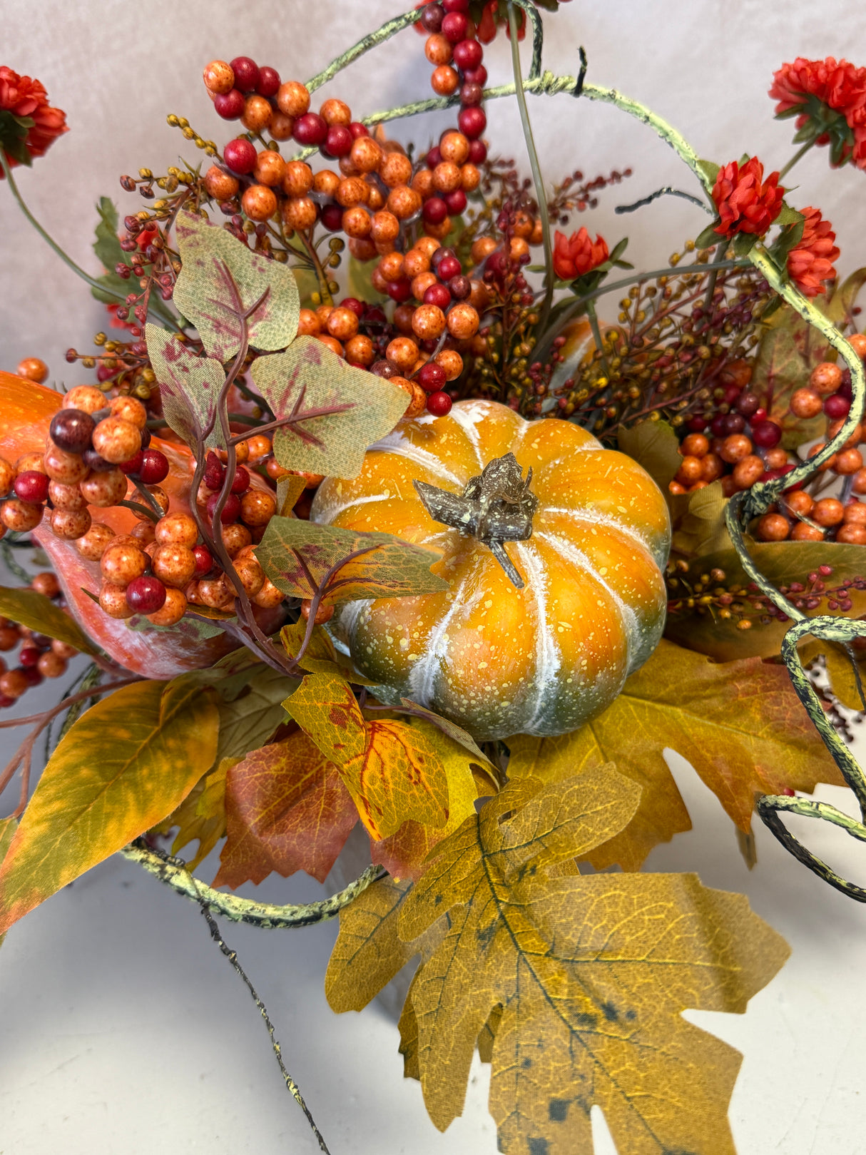 18" Falling Leaves & Pumpkins Please Centerpiece