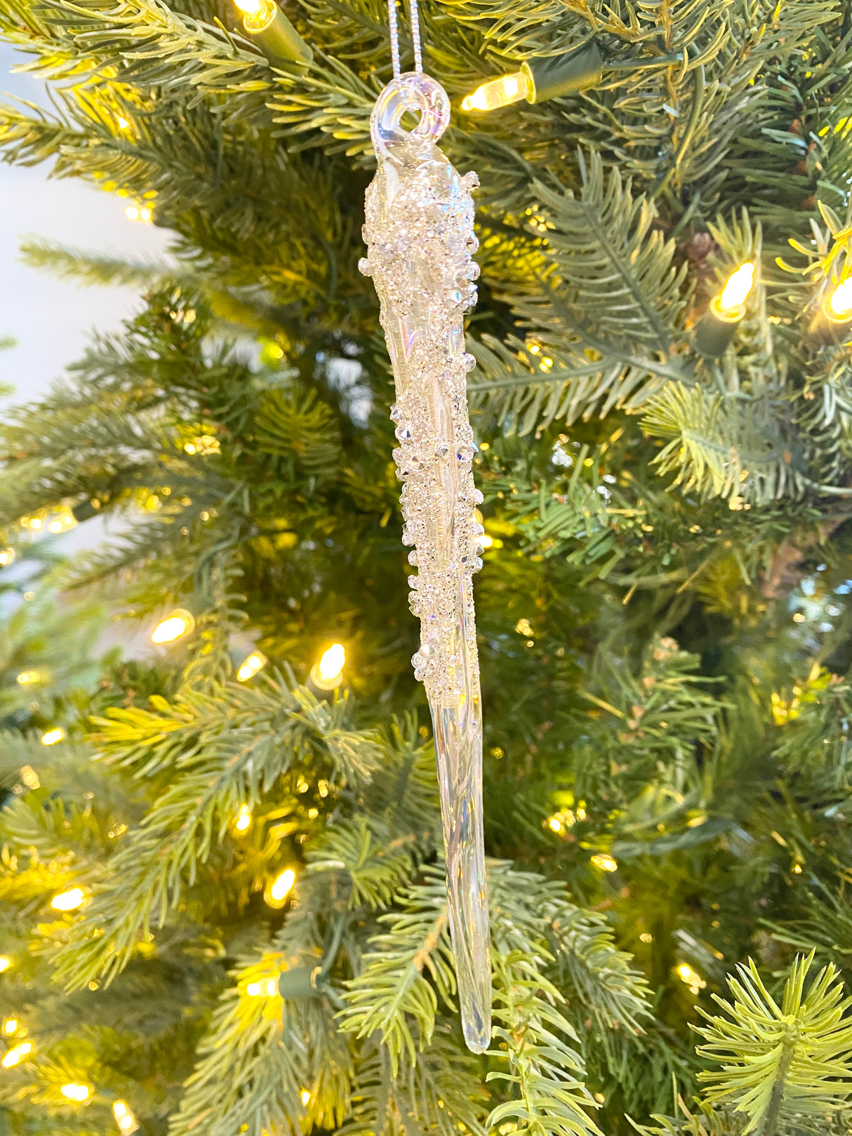 Glass Frosted Icicle Ornament