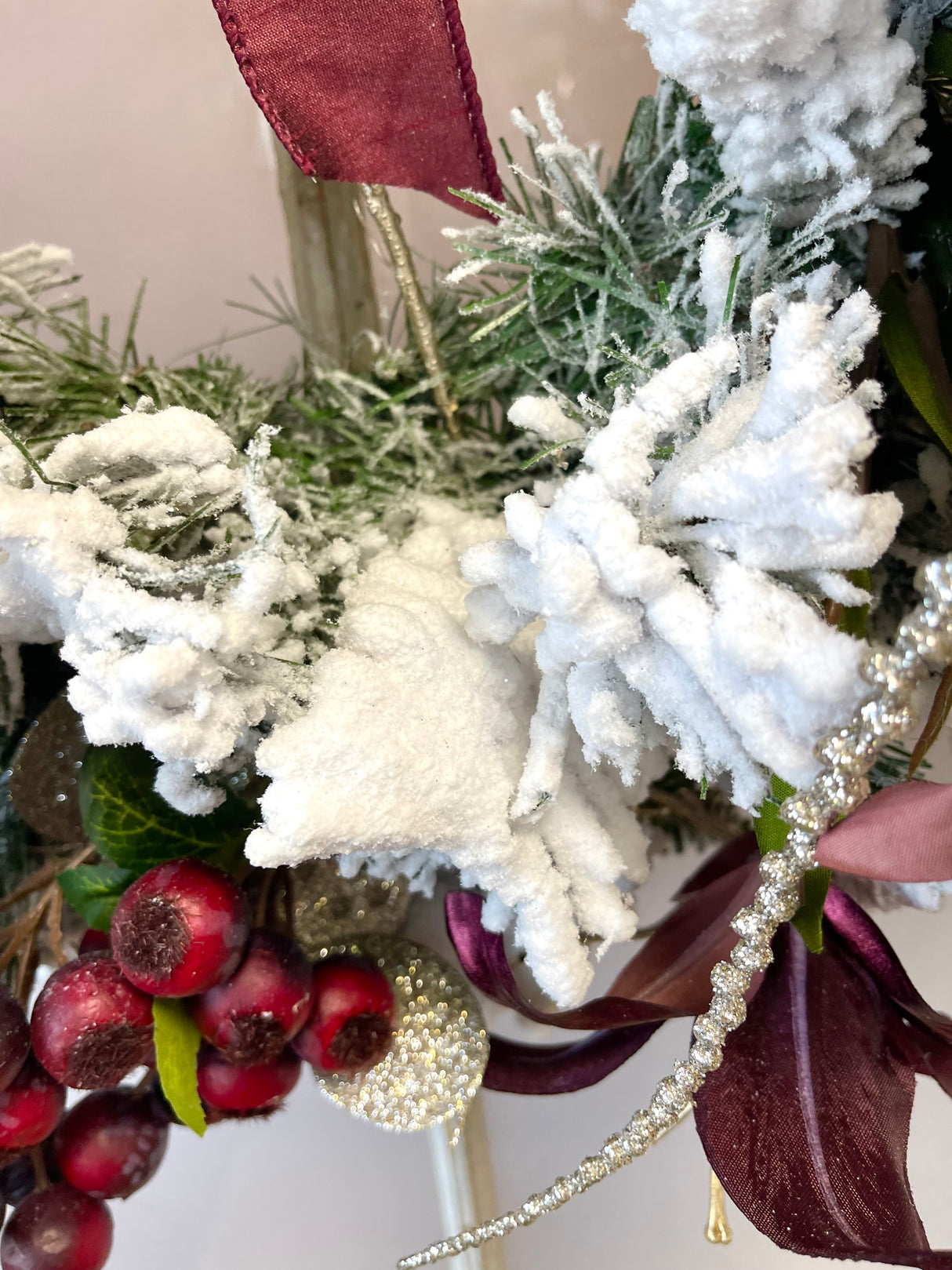 23" Snow Kissed Cherries Wreath