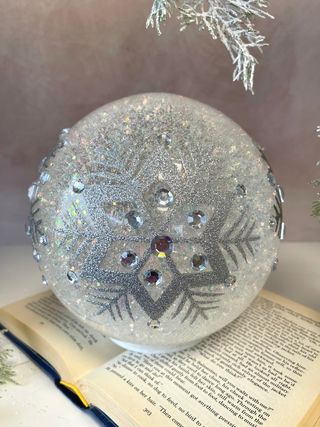 8" Lighted Snowflake Wonder Ball Globe