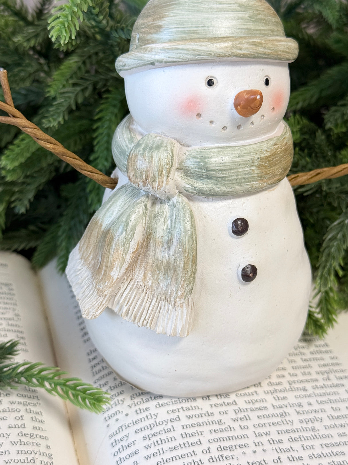Sage Scarf Resin Snowman