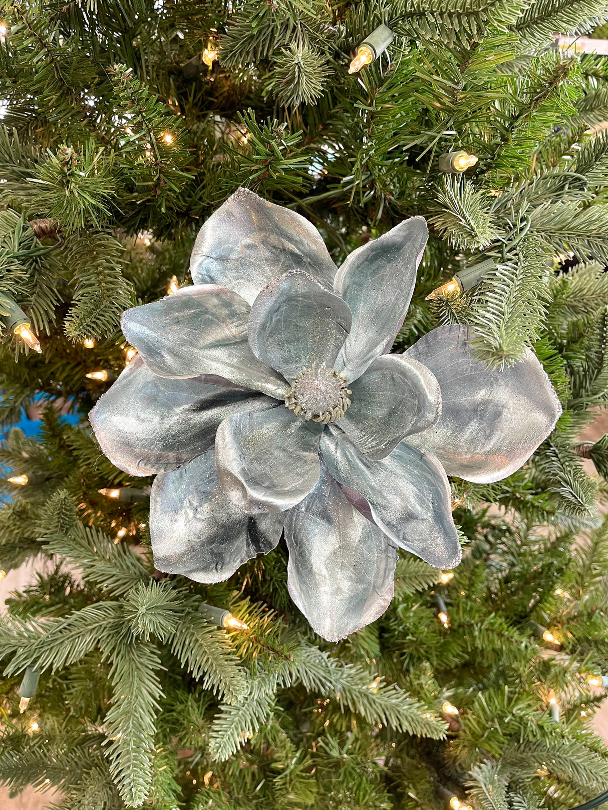 Blue Holiday Magnolia Spray