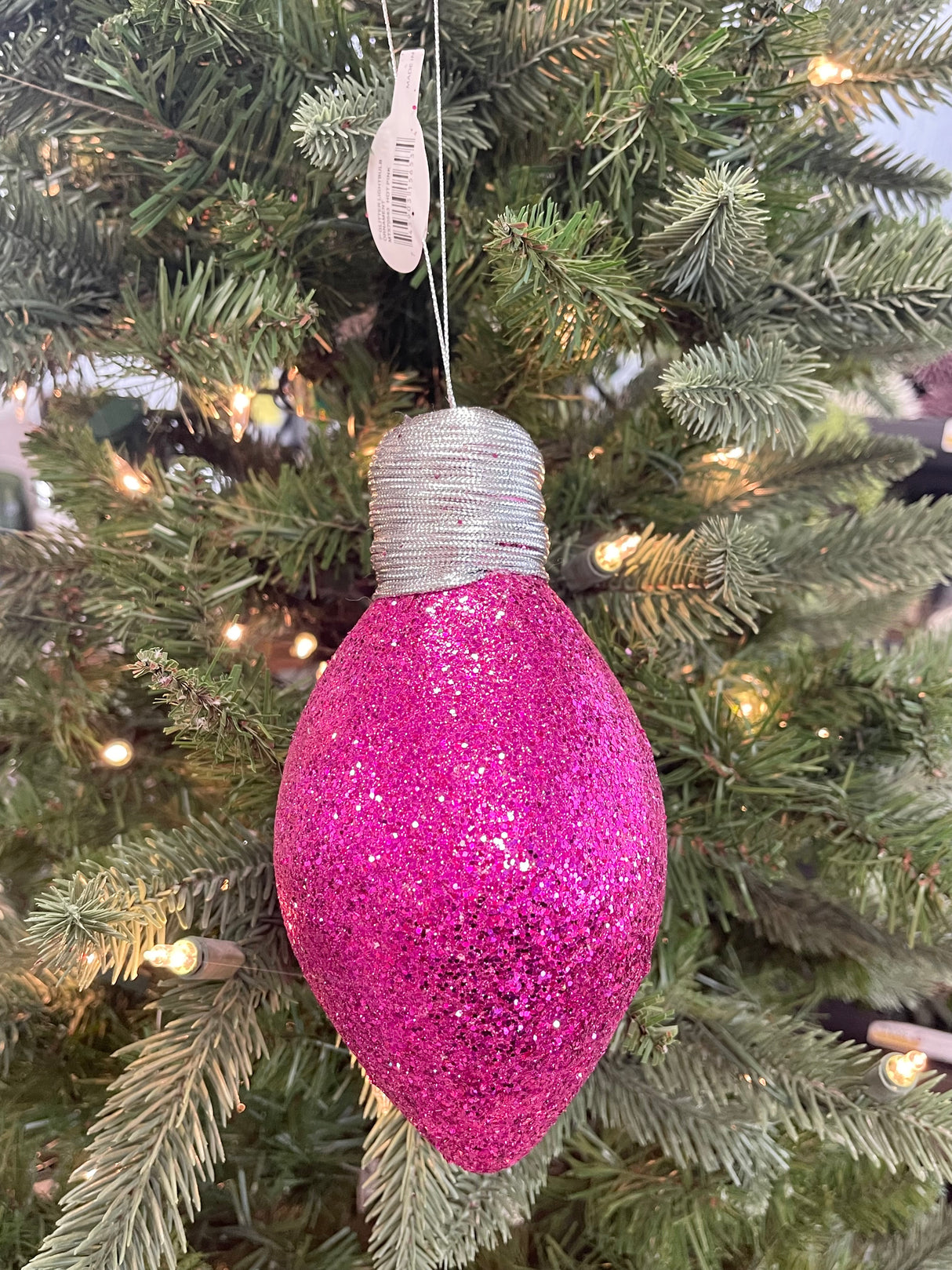 Hot Pink Glitter Lightbulb Ornament