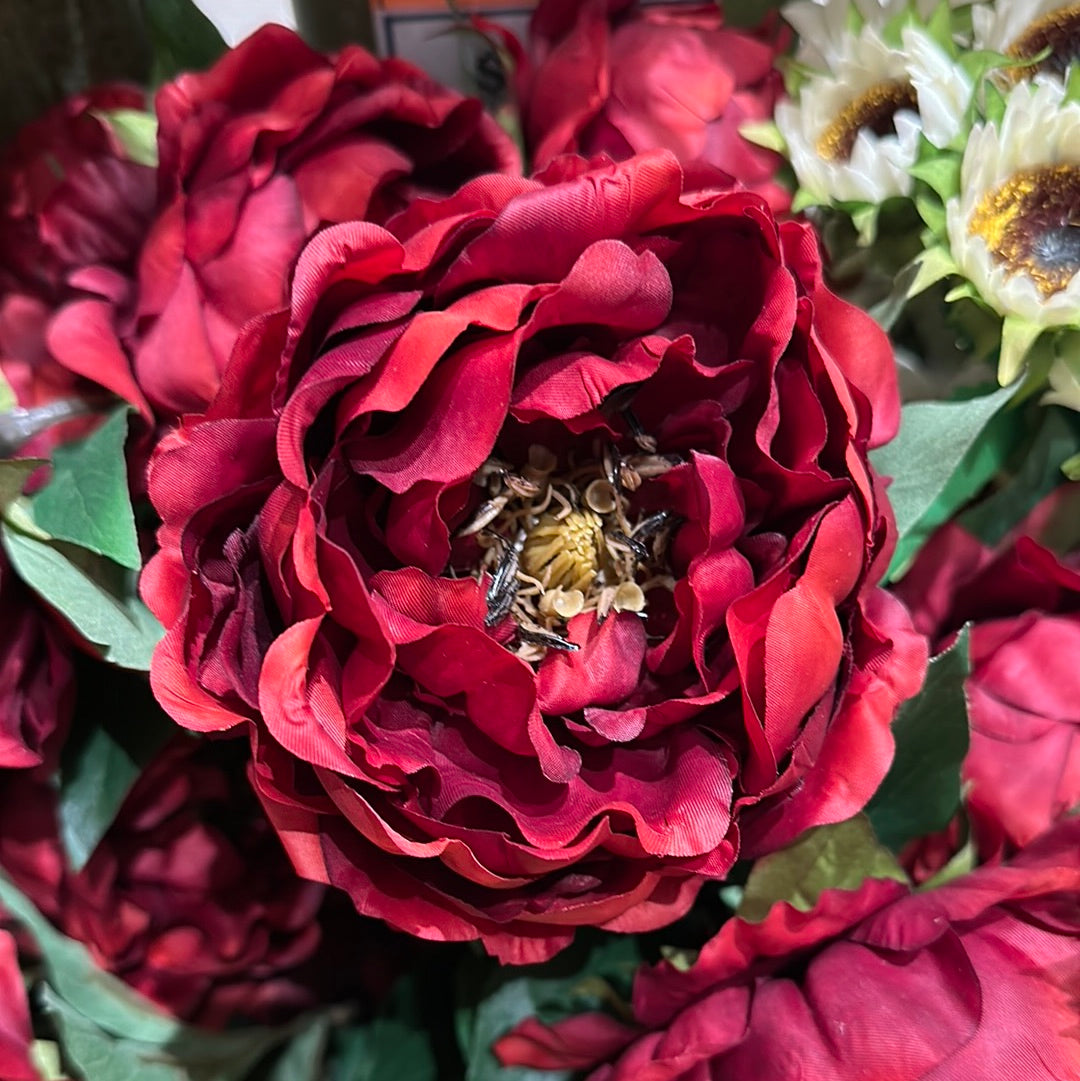 Brick Red Peony Spray