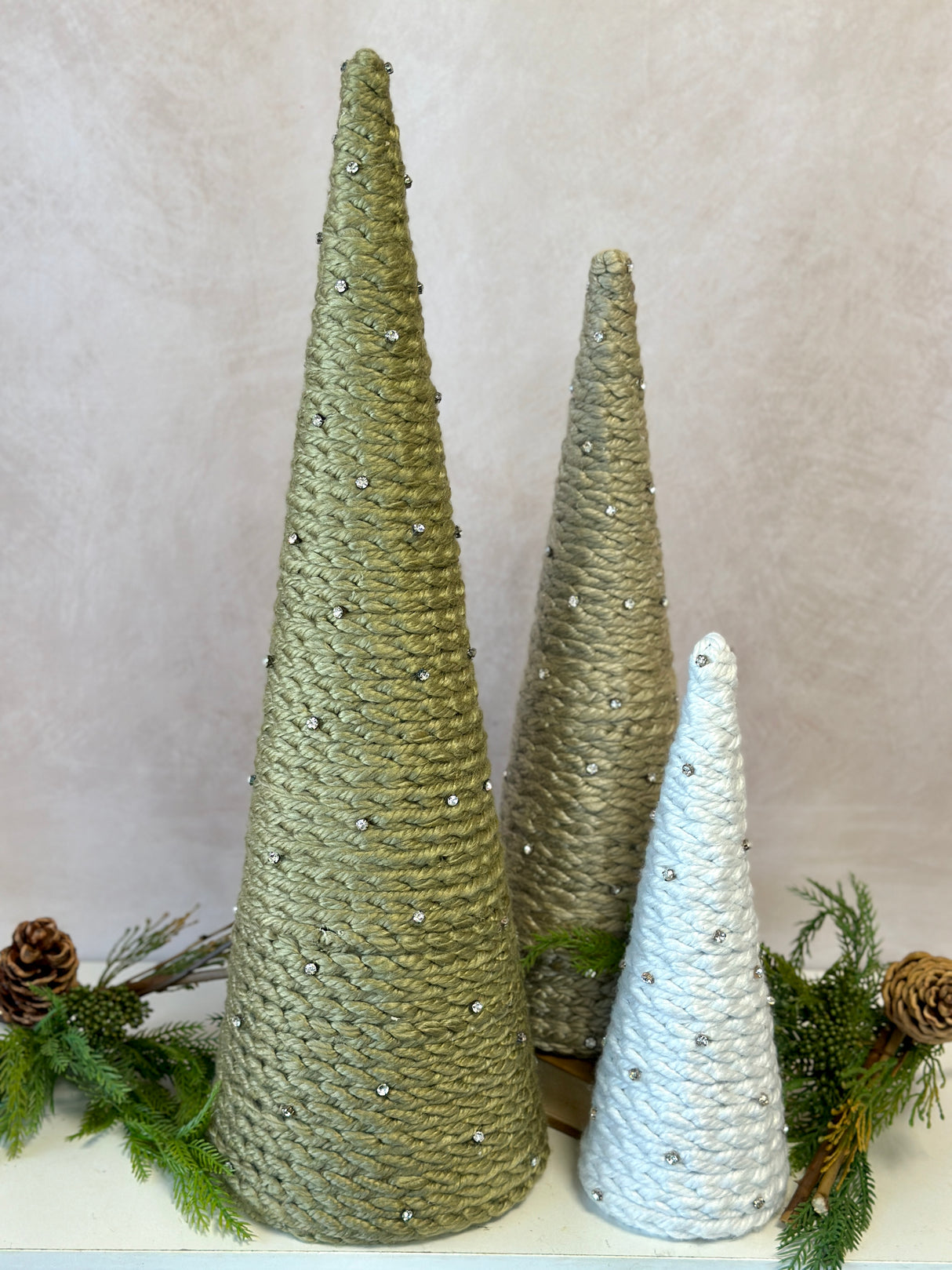 Jewel Yarn Cone Tree Set of 3