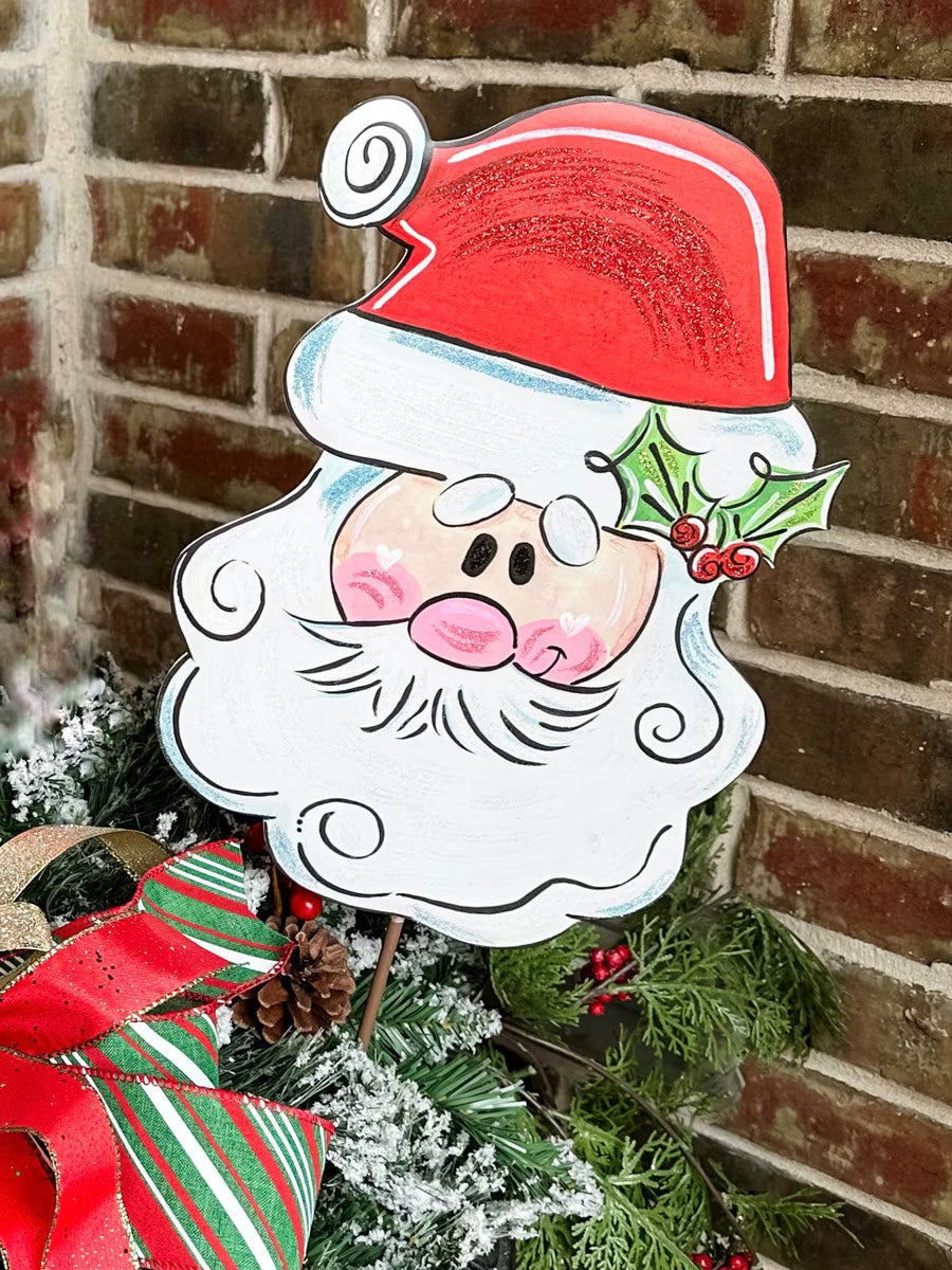 Mustache Santa Stake