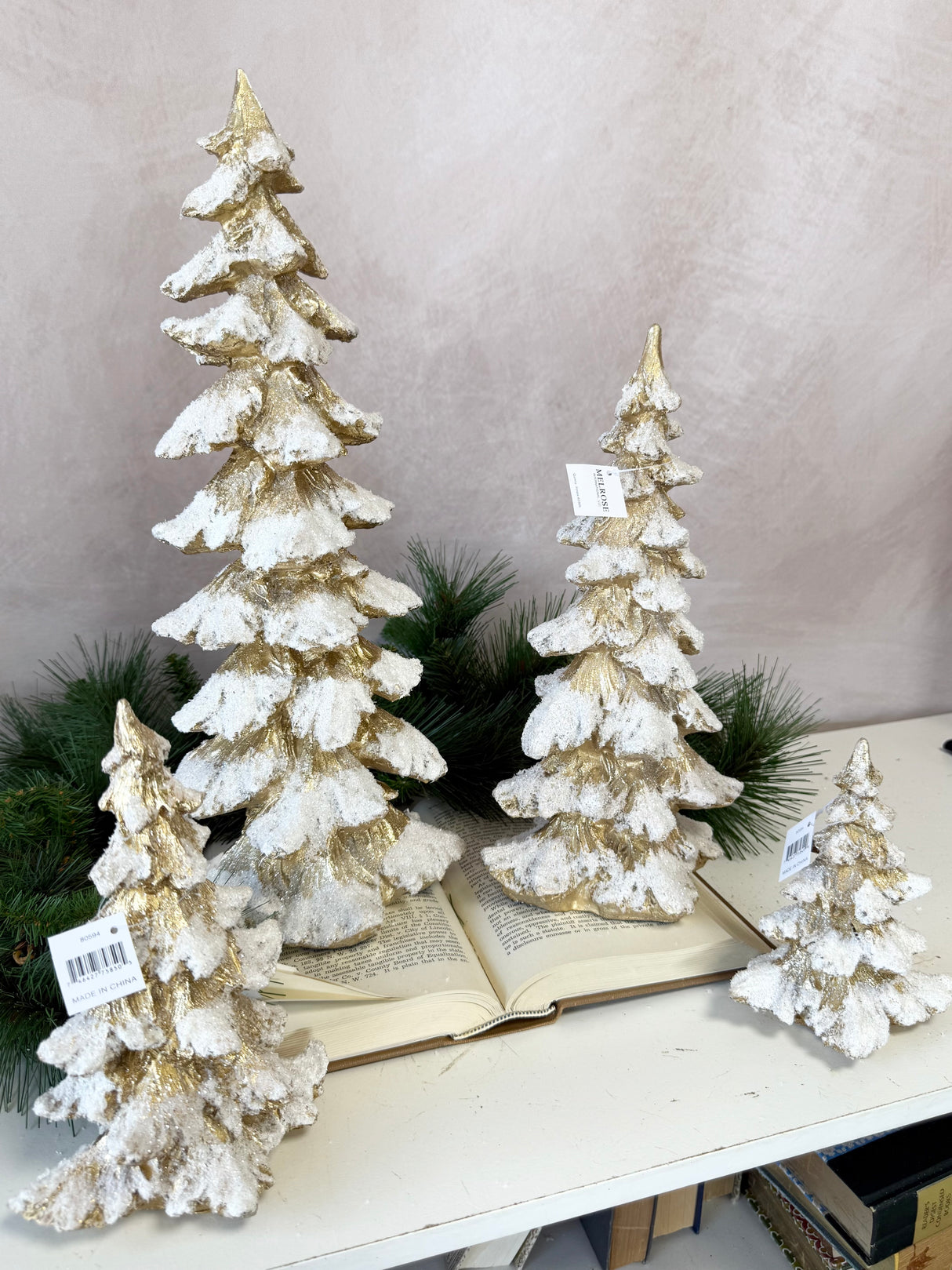 Glitter & Gold Resin Christmas Tree Set of 4