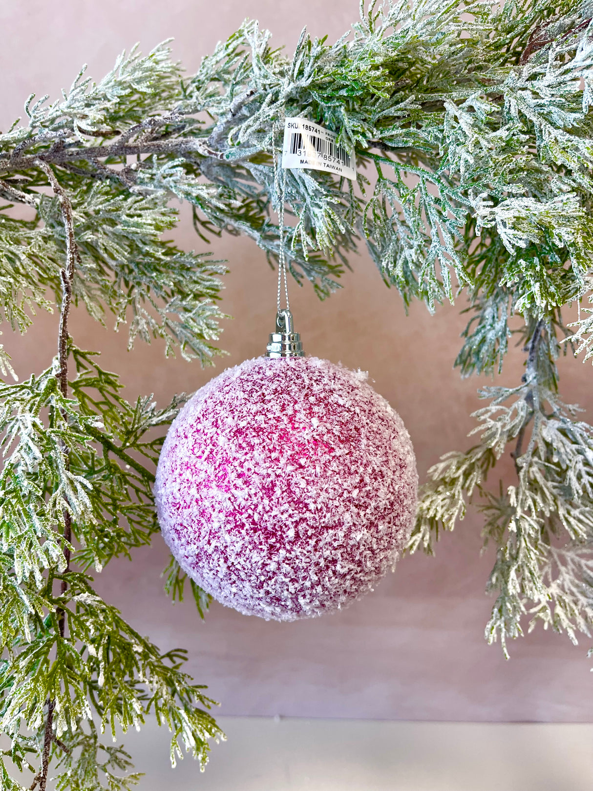Pink Frosted Ball Ornament
