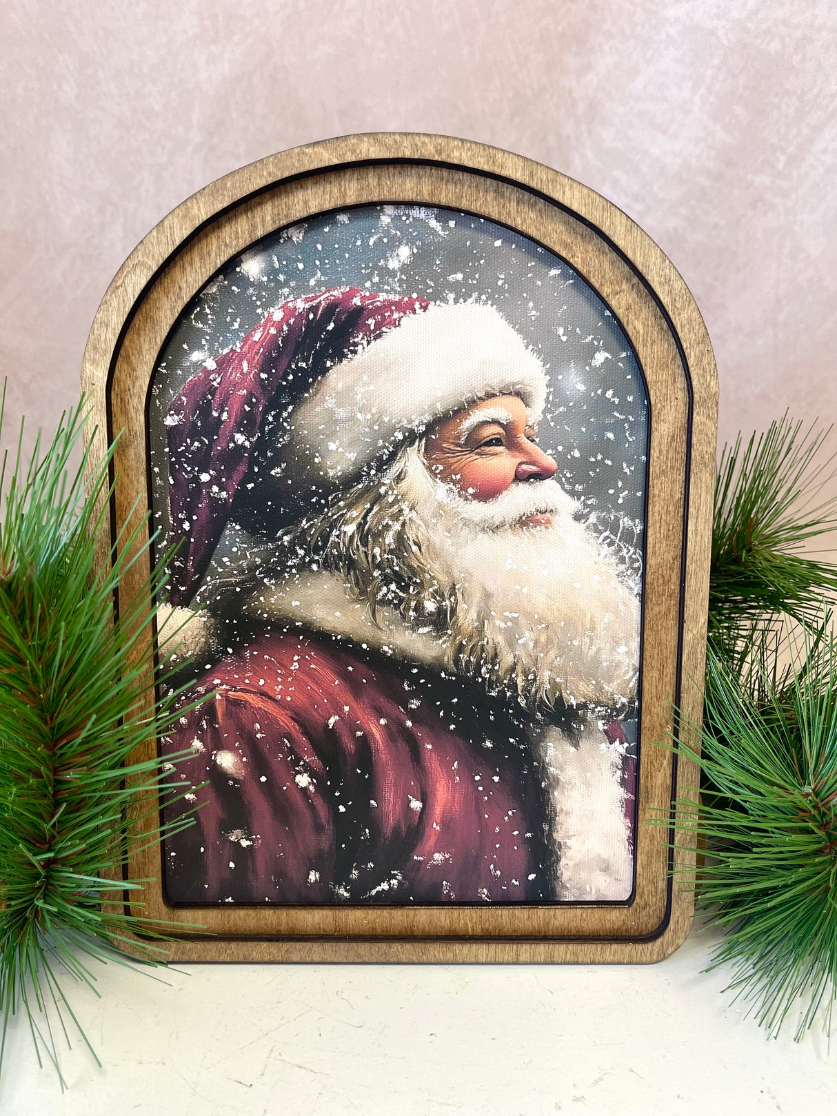 Arch Top Antique Santa Framed Art