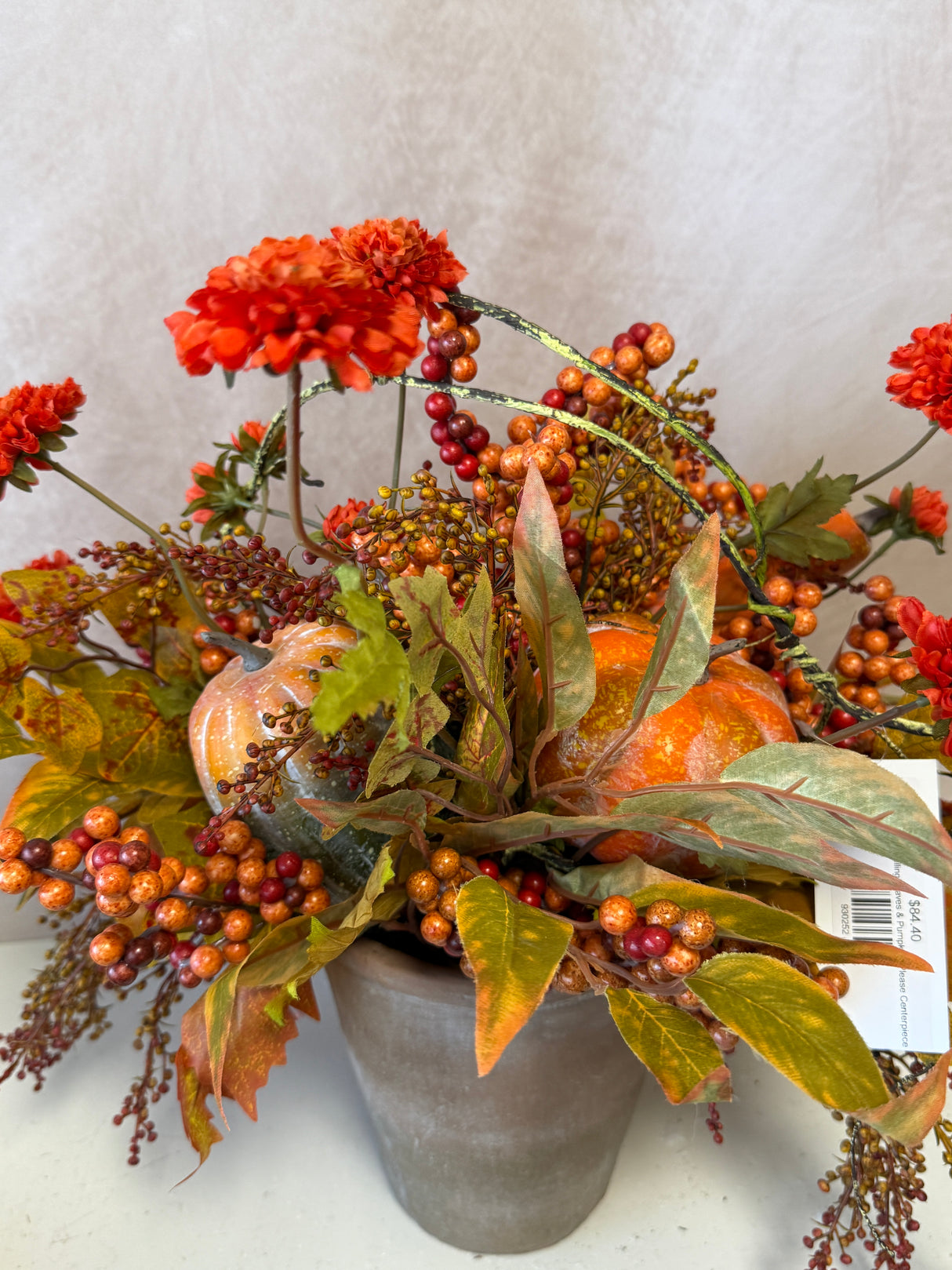18" Falling Leaves & Pumpkins Please Centerpiece