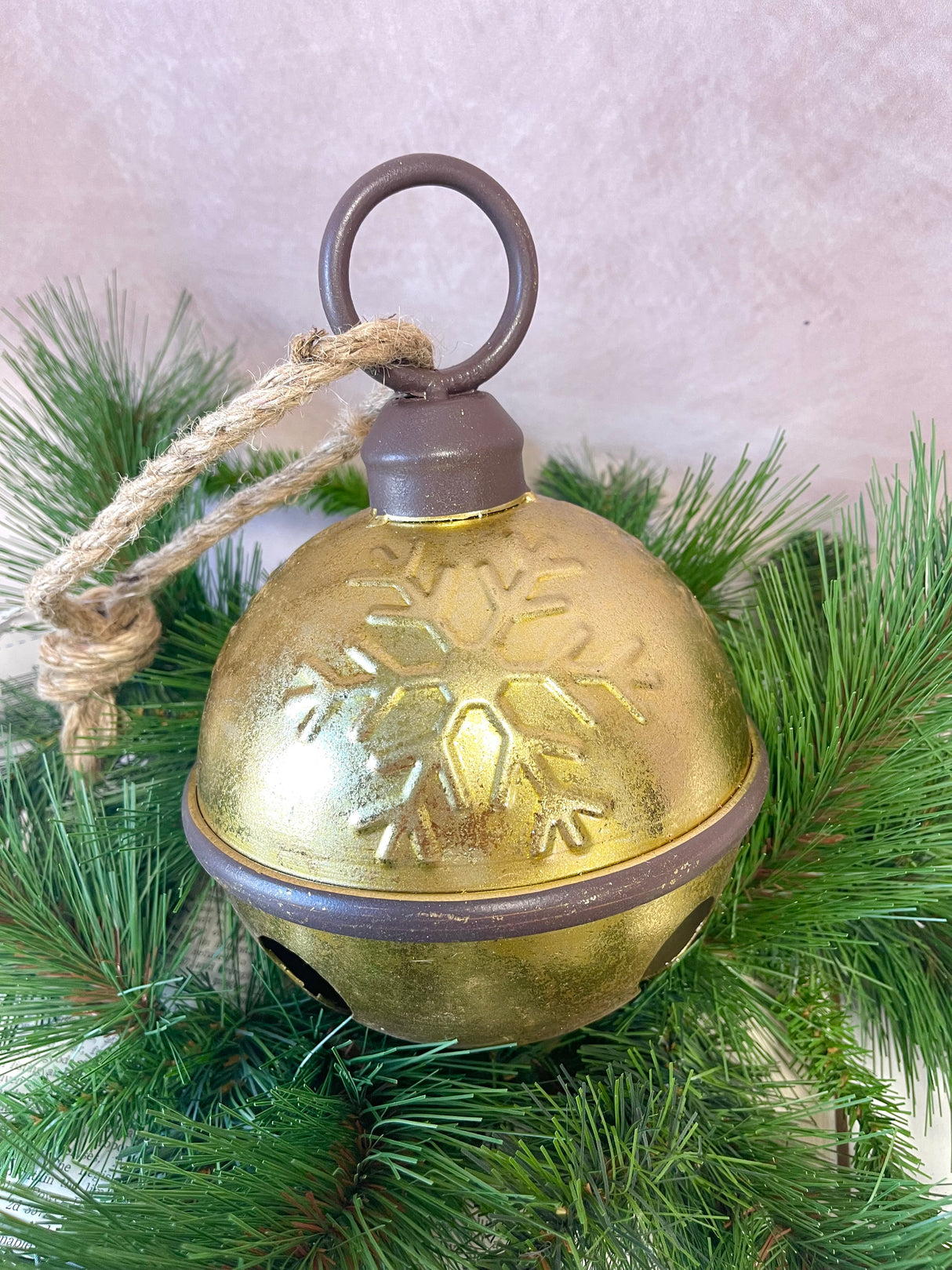6.5" Metal Snowflake Pattern Bell Ornament