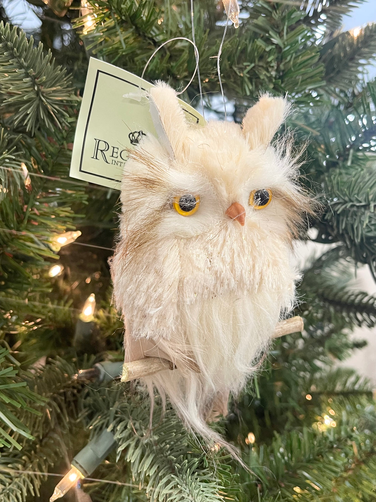 Natural Snow Owl Ornament
