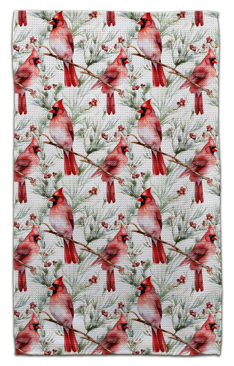 Cardinals On Branches Tea Towel