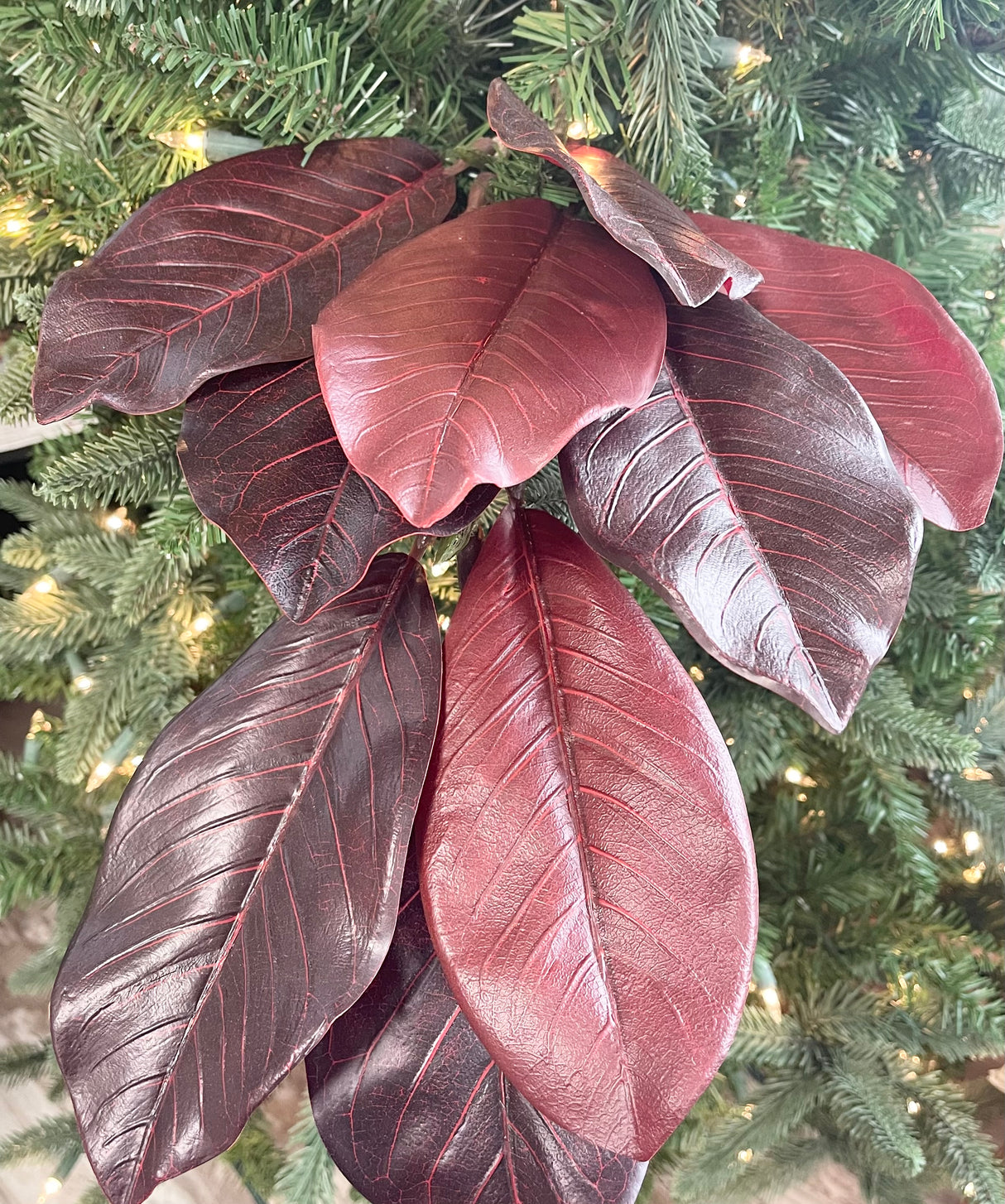 Burgundy Magnolia Leaf Spray