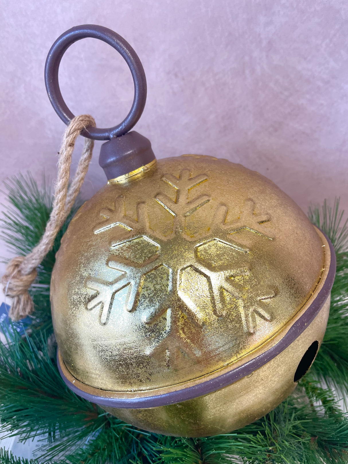 10" Metal Snowflake Pattern Bell Ornament