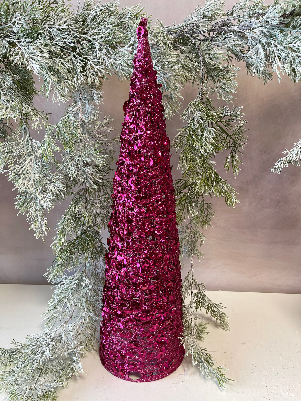 Hot Pink Glamour Sequin Tree Set of 2