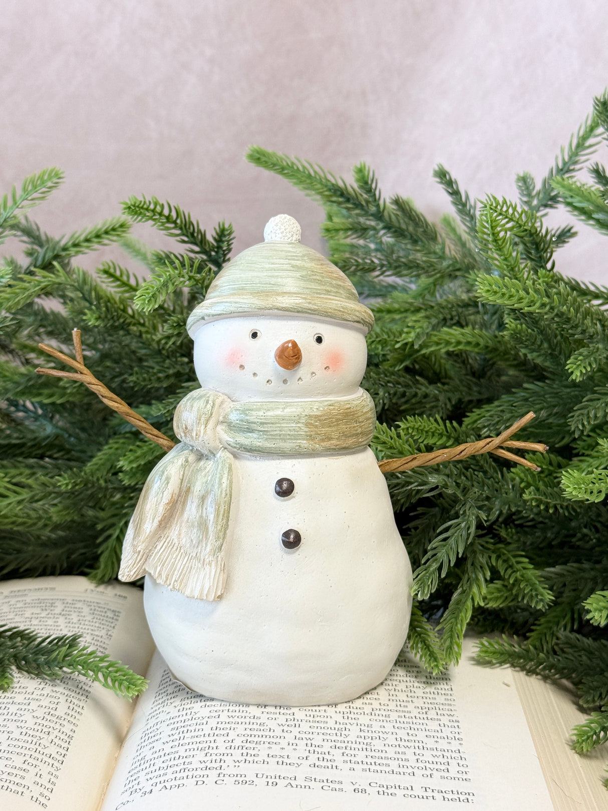 Sage Scarf Resin Snowman