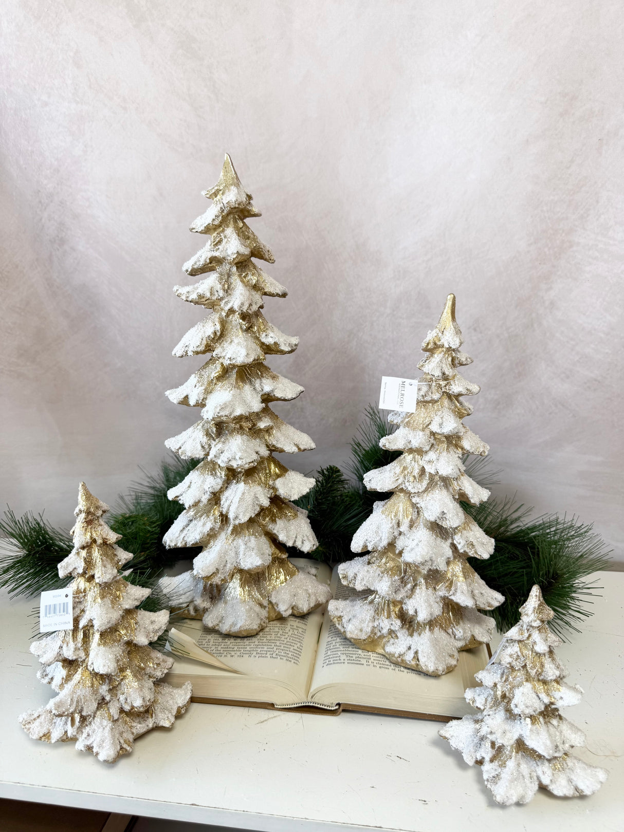 Glitter & Gold Resin Christmas Tree Set of 4