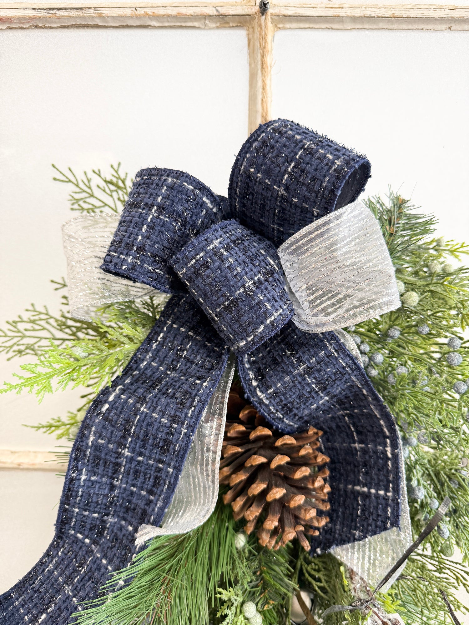 28" Silver Bells Door Swag