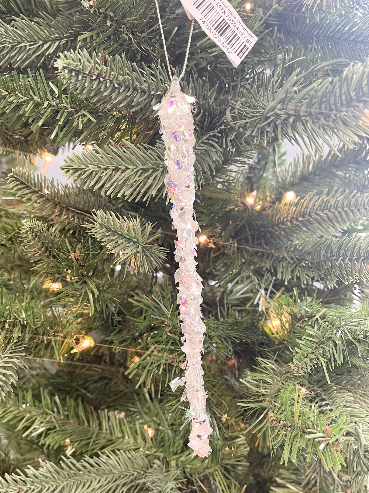 Glass Retro Tinsel Icicle Ornament - 3 Colors