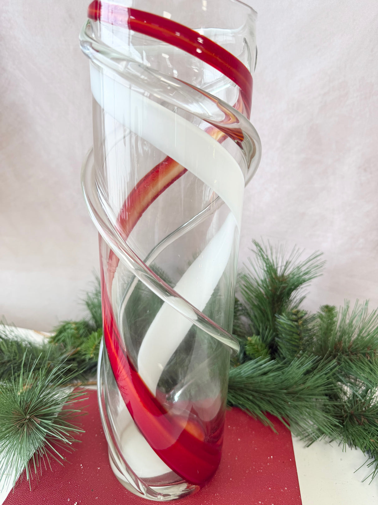 Candy Cane Glass Vase