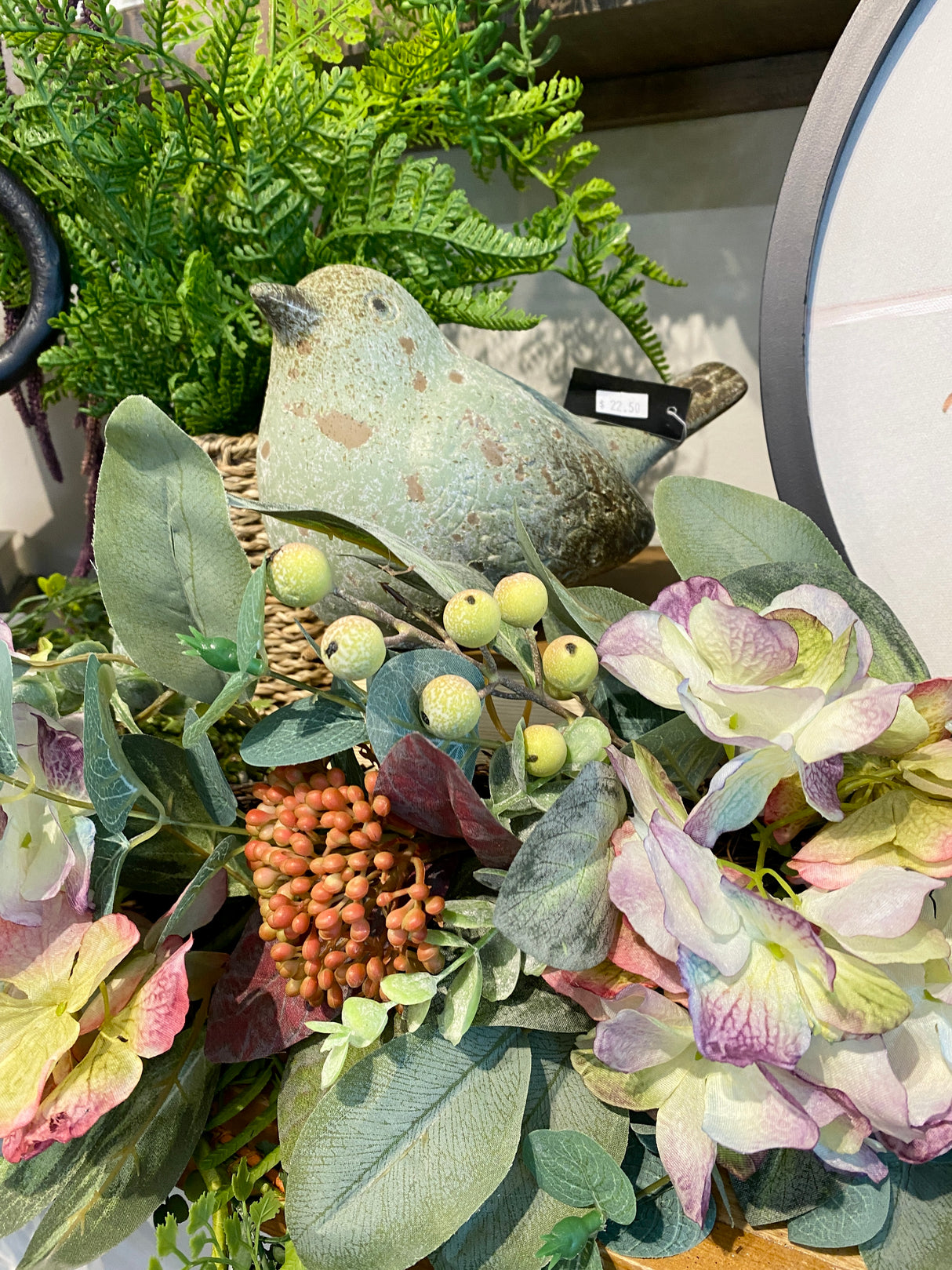 18" Hydrangea Succulent Candle Ring