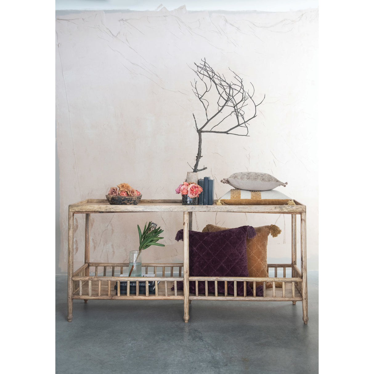 Quilted Cotton Velvet Pillow with Tassels