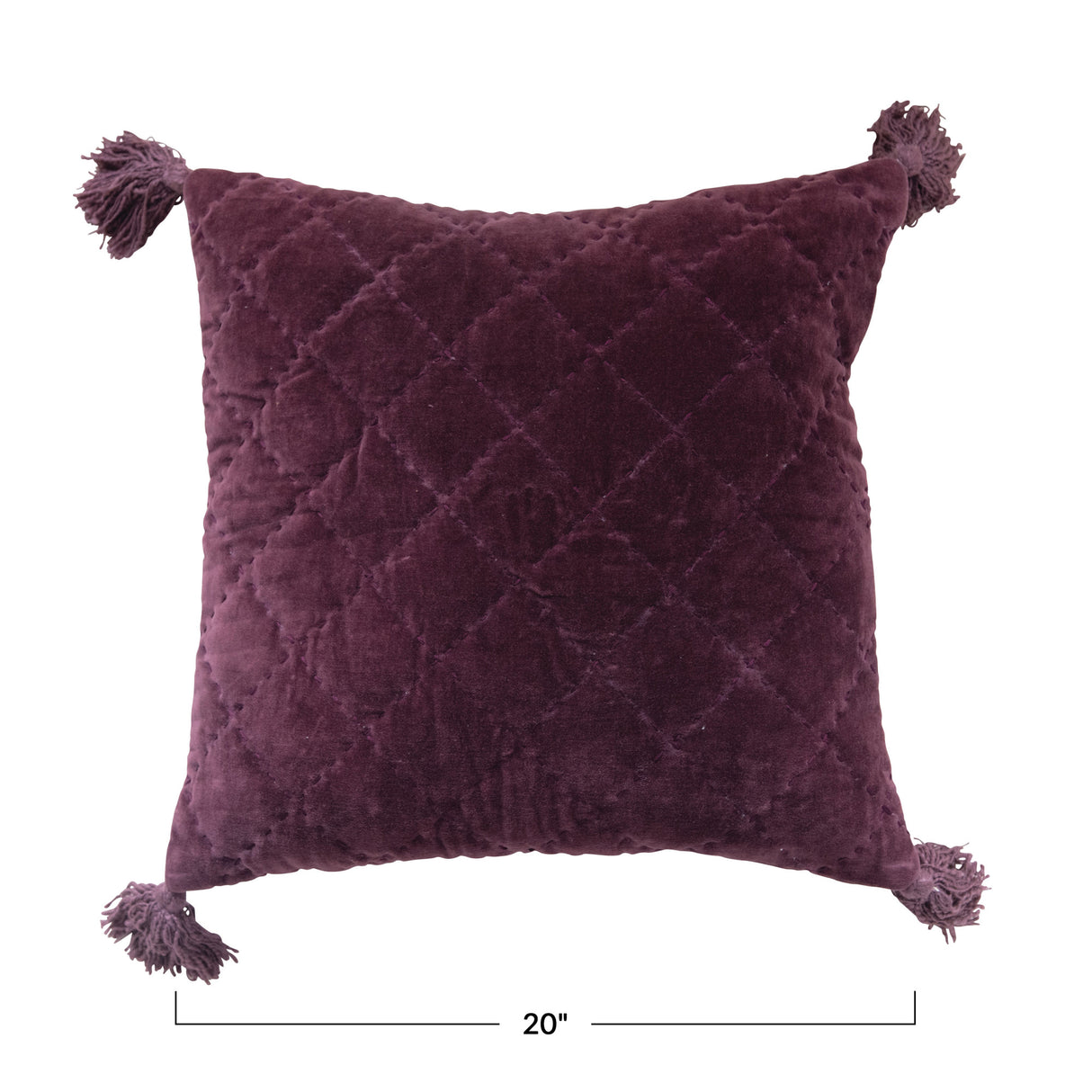 Quilted Cotton Velvet Pillow with Tassels