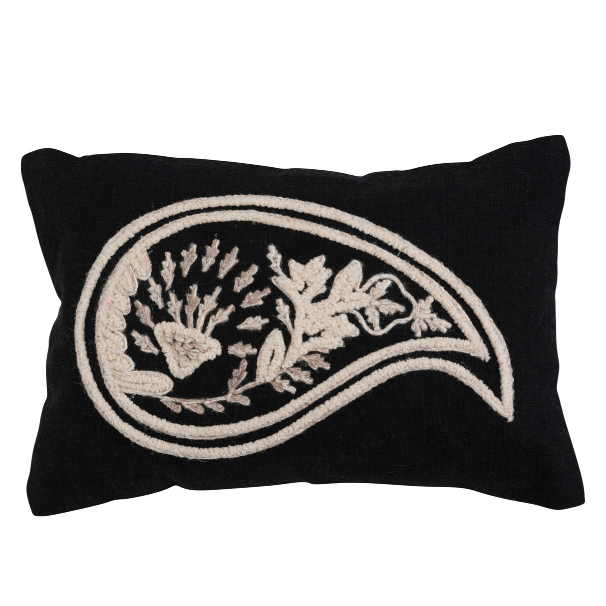 Embroidered Paisley Lumbar Pillow