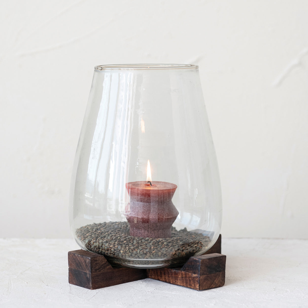 Amarillo Round Glass Huricane Set