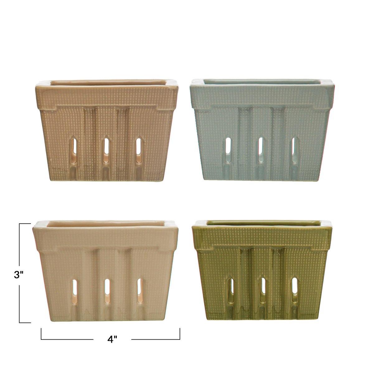 Textured Stoneware Berry Basket - 4 Colors