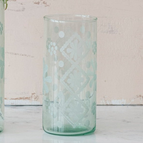 Recycled Etched Glass Vase