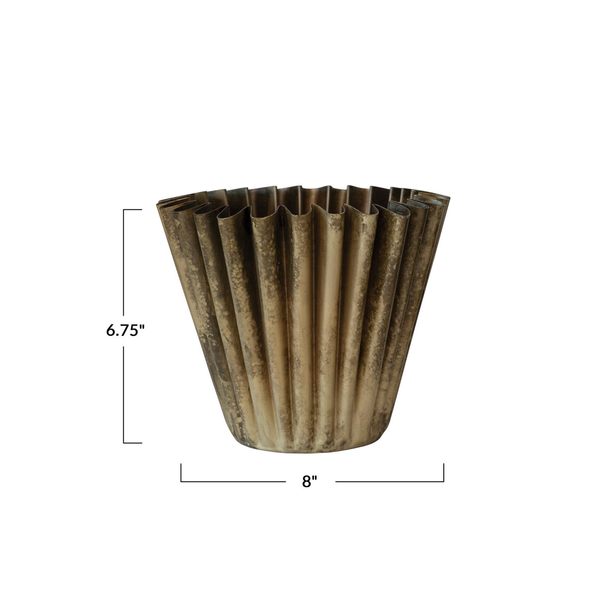8" Fluted Metal Planter